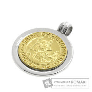 Tiffany Co St Christopher Coin Pendant Silver Yellow Gold